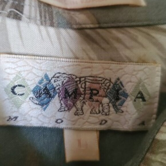 Campia Moda Men's 100% Rayon Short Sleeve Hawaiian Button-Front Shirt Size L - Picture 5 of 9